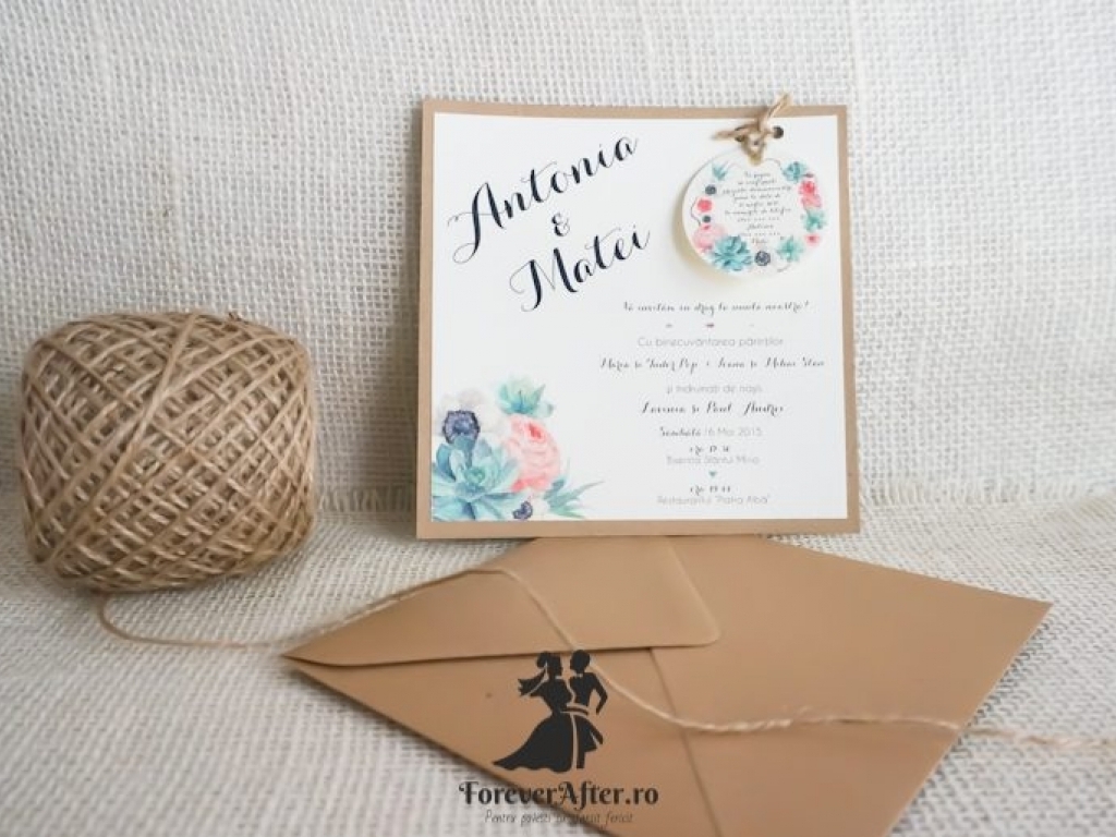 Invitatie de nunta vintage Flowers Bloom