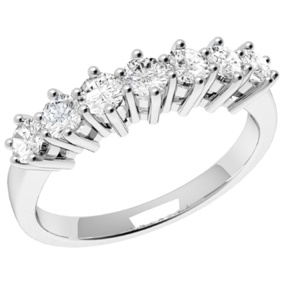 Inel Semi eternity Dama Aur Alb, 18kt cu 7 Diamante Rotund Briliant Setate cu Gheare RD253W