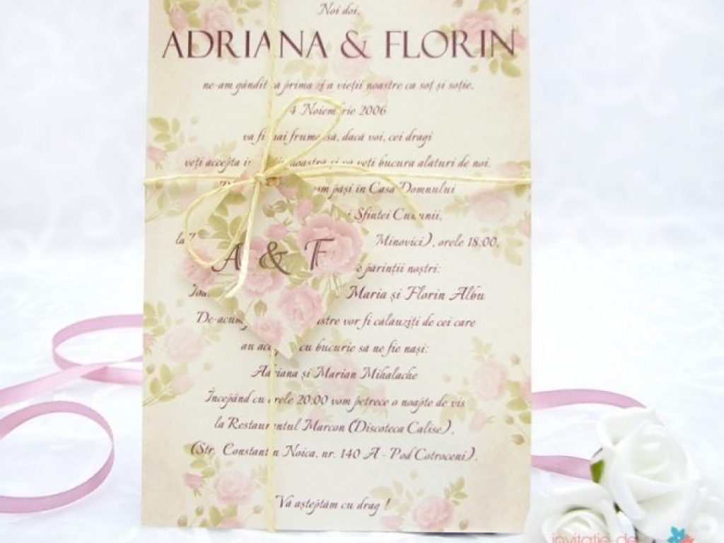 Invitatie de nunta Vintage Rose