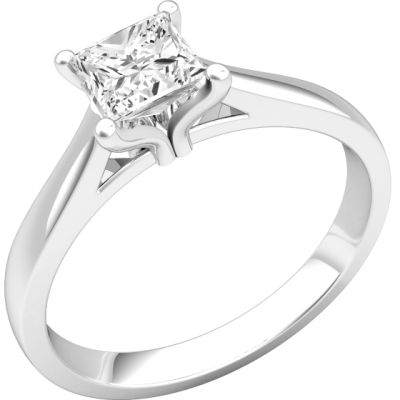 Inel de Logodna Solitaire Dama Aur Alb 18kt cu un Diamant Taietura Patrata Princess RD451W