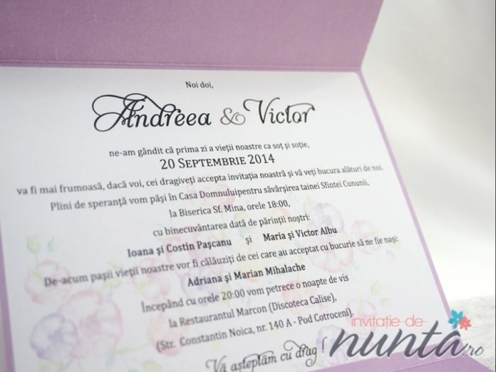 Invitatie de nunta Painted Flowers