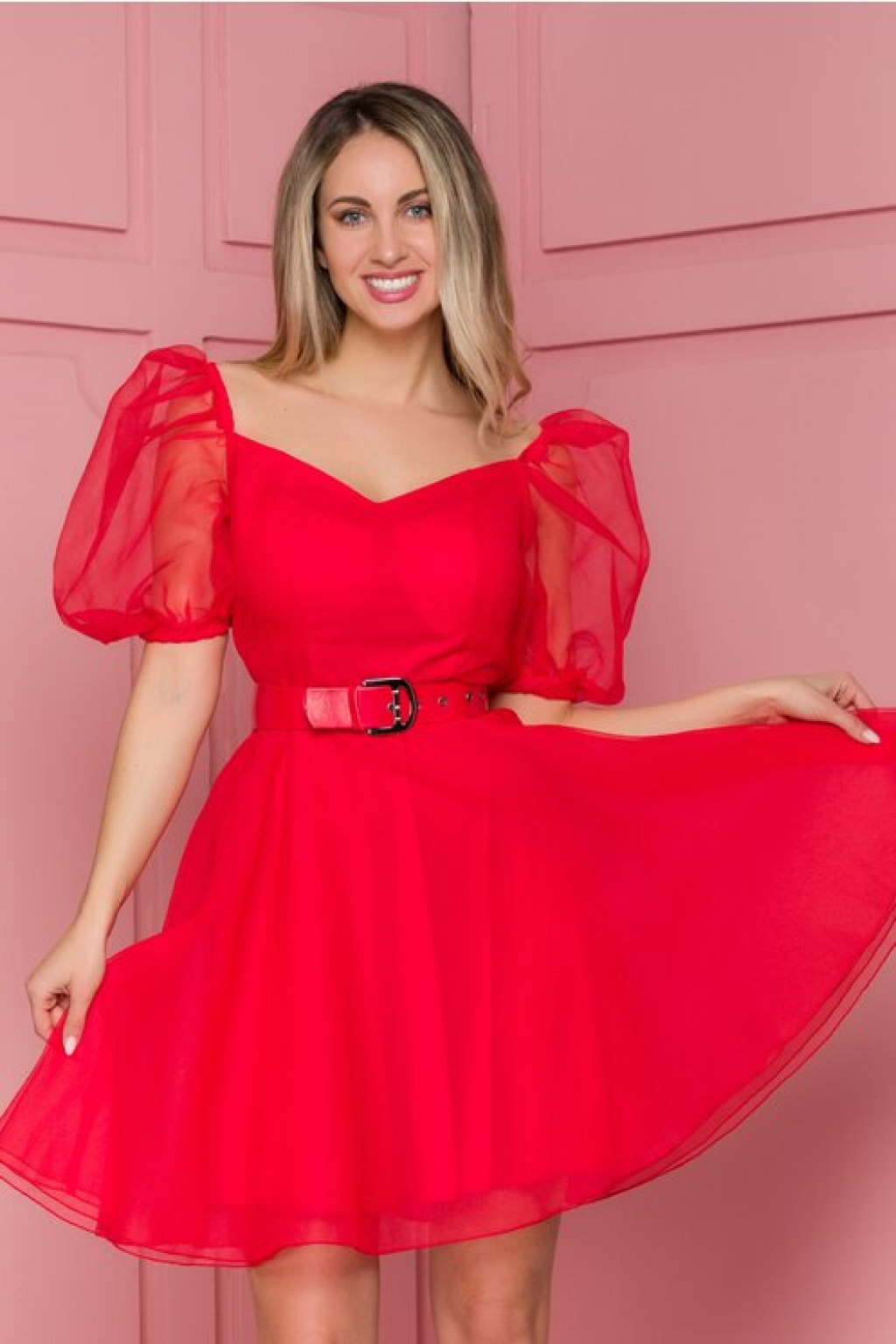 Rochie Bia rosie de ocazie