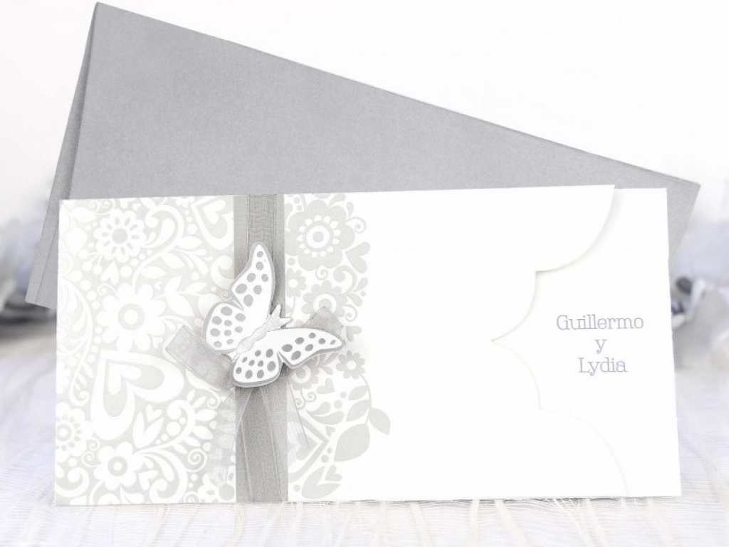 Invitatie de nunta Silver Butterfly