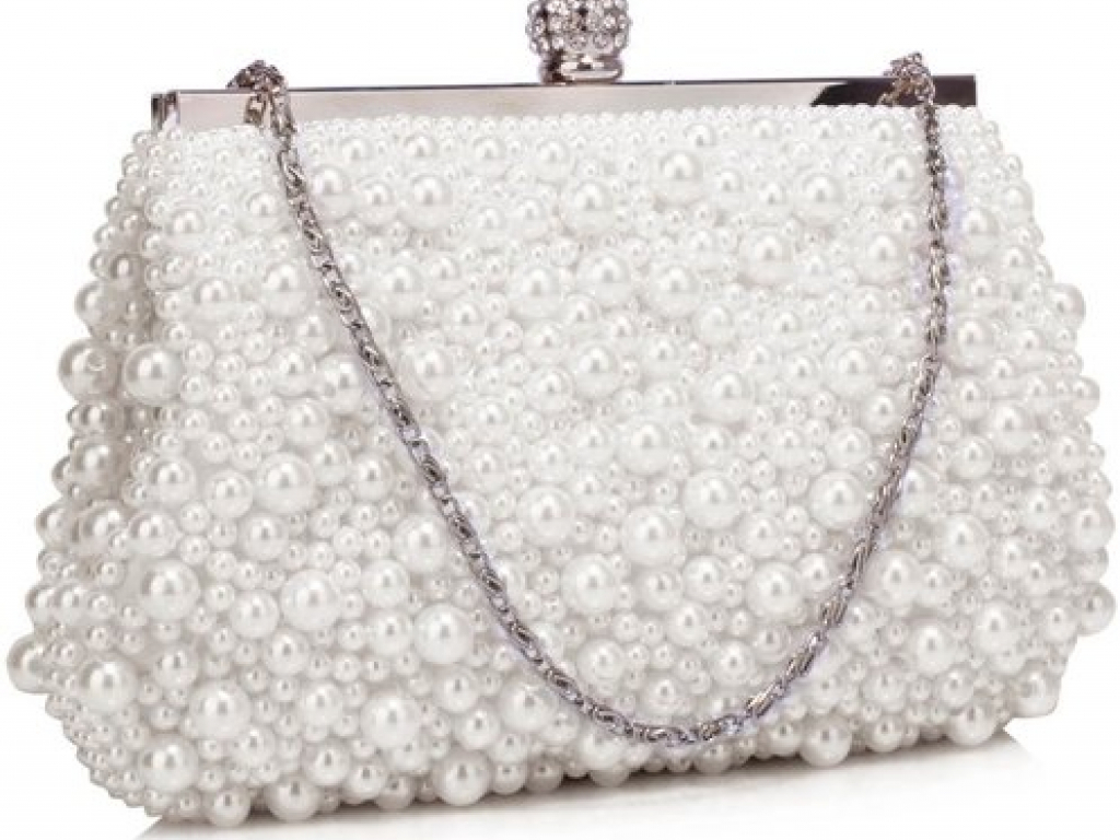 Clutch Melia Alb Din Perle