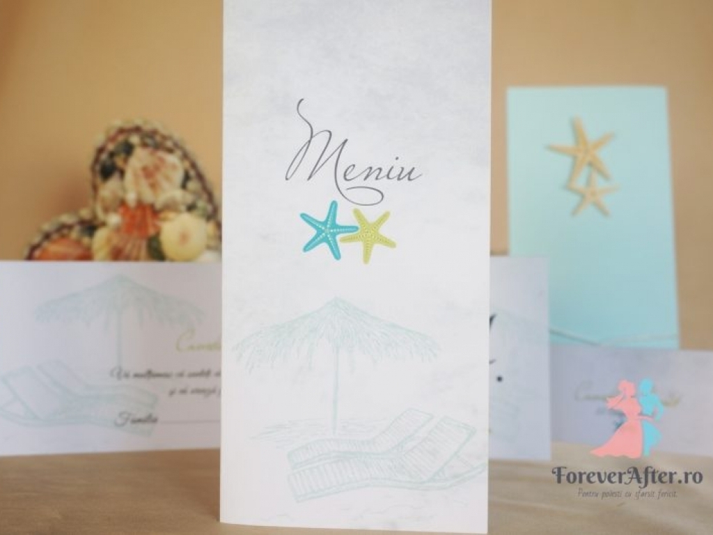 Meniu beach wedding boarding pass