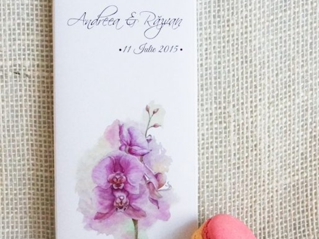 Invitatie de nunta ciocolata Orchid Love