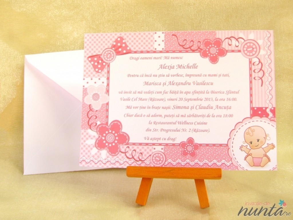 Invitatie de botez Pink Baby