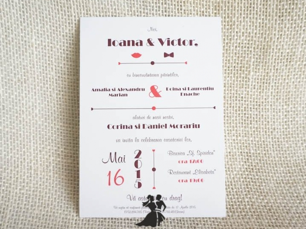 Invitatie de nunta copacel cu amprente