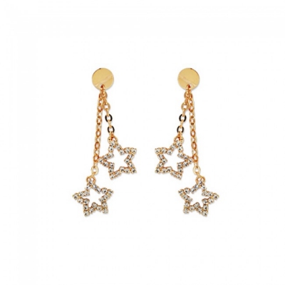 Cercei Dimoda Gold Crystal Clear Two Small Stars