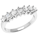 Inel Semi eternity Dama Aur Alb, 18kt cu 7 Diamante Rotund Briliant Setate cu Gheare RD253W