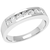 Inel Semi Eternity Dama Aur Alb, 18kt cu 7 Diamante Rotund Briliant in Setare Canal RD036W