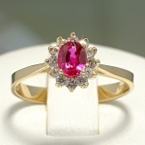 Inel de logodna din aur cu rubin si diamante 042RBDI