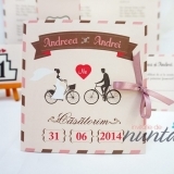 Invitatie de nunta roz Love Bicycles