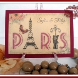 Invitatie de nunta handmade Love in PARIS vintage style