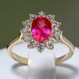 Inel de logodna din aur cu rubin si diamante 055RBDI