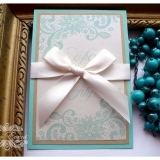 Invitatie de nunta handmade Gold & Mint green