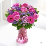 BUCHET GERBERA, CRIZANTEME, EUSTOMA, LIMONIUM