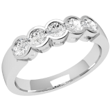 Inel Semi Eternity Dama Aur Alb, 18kt cu 5 Diamante Rotund Briliant in Setare Rub-Over RD278W