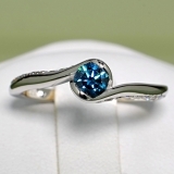 Inel de logodna din aur sau platina cu diamant albastru 122063DBDI