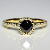 Inel de logodna cu diamant negru si diamante 121997DNDI
