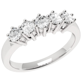 Inel Semi Eternity Dama Aur Alb, 18kt cu 5 Diamante Rotund Briliant in Setare Gheare RD248W