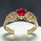 Inel de logodna din Aur cu Rubin si Diamante 122002 RBDI