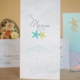 Meniu beach wedding boarding pass