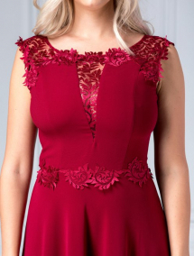 Rochie Leonard Collection bordo cu broderie