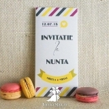 Invitatia de nunta cutie cu ciocolata Happy stripes