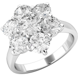 Inel de Logodna Cluster cu Mai Multe Diamante Dama Aur Alb 18kt cu 7 Diamante Rotund Briliant in Setare Gheare RD485W
