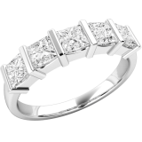 Inel Semi Eternity Dama Aur Alb, 18kt cu 5 Diamante Princess in Setare cu Bara RD593W