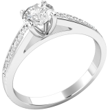 Inel de Logodna Solitaire cu Diamante Mici pe Lateral Dama Aur Alb 18kt cu Diamante Rotund Briliant in Setare Gheare  RD401W