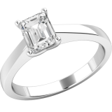 Inel de Logodna Solitaire Dama Aur Alb 18kt cu un Diamant Forma Smarald, Facut sa se Potriveasca cu Verigheta RD139W