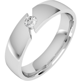 Verigheta/Inel cu Diamant Barbat Aur Alb 18kt cu Diamant Rotund Briliant, Latime 6mm, Profil Bombat RDWG064W