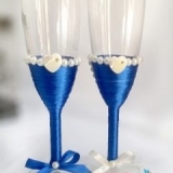 Set pahare miri cu inimi si perle Imperial Blue