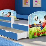 Patut Tineret MyKids Fotball cu Sertar si Saltea 140x70