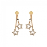 Cercei Dimoda Gold Crystal Clear Two Small Stars