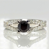 Inel de logodna din aur sau platina cu diamant negru si diamante 122094DNDI